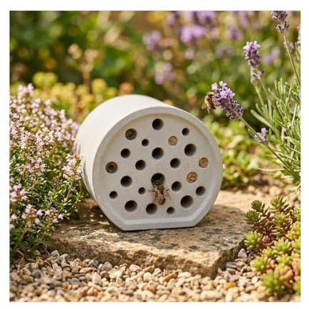 Bienenhotel Wetterfest aus Beton für Wildbienen in dem Garten | Nisthilfe für Bienen | (Rund)