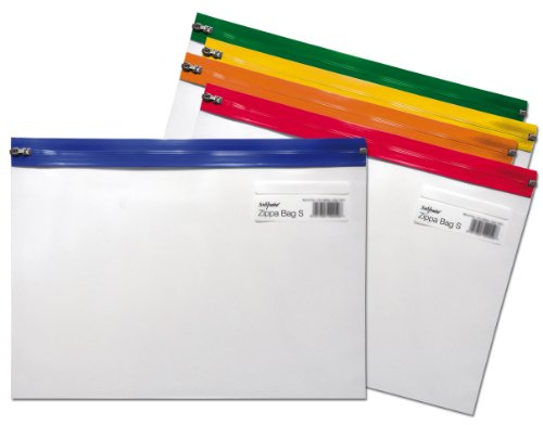 Snopake Zippa Bag 'S' Dokumententasche Reißverschluss A4 Plus 5 Stück transparent/farblich sortiert