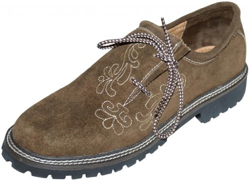 Dirndl Trachten Haus Brown German Embroidered Leather Lederhosen Haferl Shoe for Oktoberfest