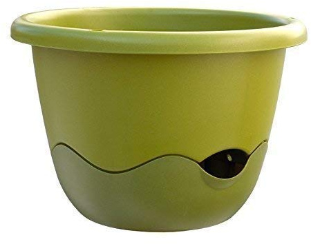 Plastia Blumenampel Mareta Ø 25 u. 30 cm Bewässerungsampel Hängeampel incl. Kette (Durchmesser: 30 cm, Hell + dunkel grün)