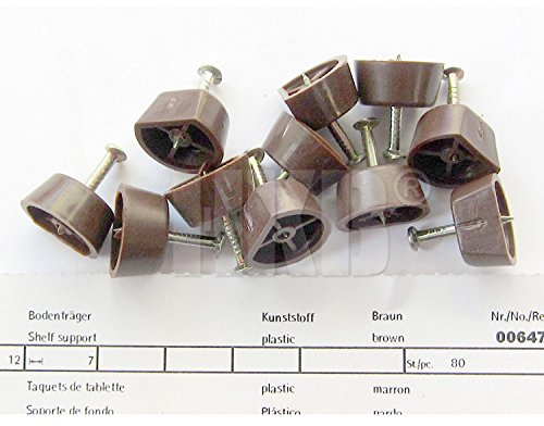 HKB ® 80 Stück Bodenträger, Kunststoff braun, zum Nageln, mit Stift, 12 x 7mm, Hersteller Hettich, Artikel-Nr. 00647