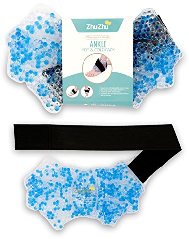 Zhu-Zhu Ankle Hot & Cold Pack Therapeutic Gel Beads - Joint Pain Relief Wrap - Sports Injury Heat Therapy Pad