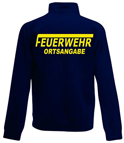 Feuerwehr Sweat-Jacke, Navy Blue, Bedruckt mit Neongelb oder reflexsilber