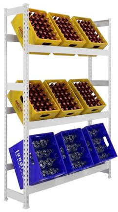 Simonrack Getränkekistenregal, 9 Kästen, Flaschenregal, Getränkekistenhalter, Kistenregal, Blau - Simonbottle