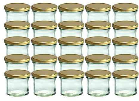 CapCro 25er Set Sturzgläser 125 ml goldene Deckel to 66 Marmeladengläser Einmachgläser Einweckgläser