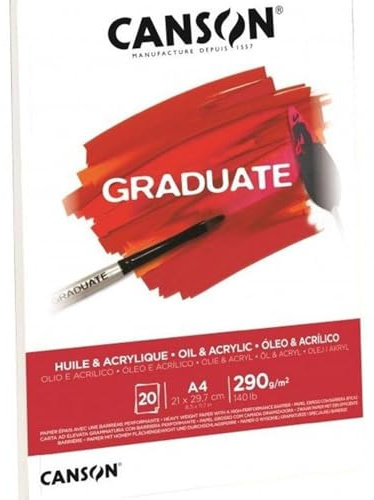 CANSON Graduate - C400110379 Öl- und Acrylpapier Block, DIN A5, 20 Blatt, 290 g/m²