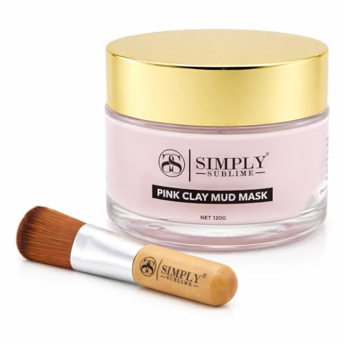 Australian Pink Clay Face Mask, Pink Clay Mud Mask, Blackhead Acne Treatment, UK Brand, Face Masks Beauty, Cleanses Pores, Detoxifies Skin, Enriched With Hyaluronic Acid & Retinoids, Large 120g Tub