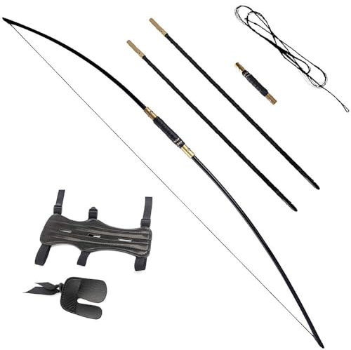 ZSHJGJR Traditioneller Langbogen Handgefertigt Recurvebogen Takedown Jagd Bogen 25-70lbs Bogenschießen Reiterbogen Sportbogen Erwachsene Holzbogen zum Jagen und Schießen (55lbs)