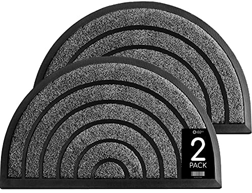 ubdyo 2 Pack Heavy Duty Door Mat Outdoor Entrance - Muddy Dirt Trapping Outdoor Mats - Low Pile Front Door Mat Outside Entrance - Anti Slip Indoor Doormat - 30'' x 17'', Bright Grey