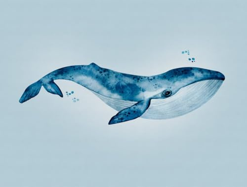 Livingwalls WTD 383001 Papier peint intissé pour chambre d'enfant Motif baleine Bleu 3,71 x 2,80 m