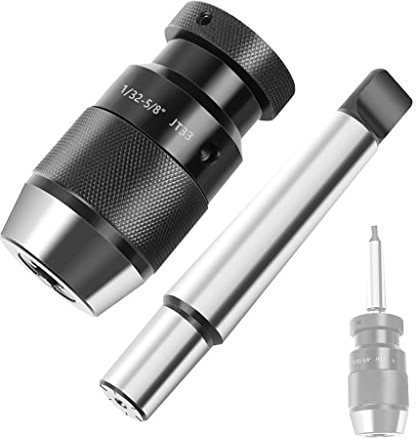 Heavy Duty Drill Press Chuck, 1/32- 5/8 Keyless Drill Chuck JT33 Mount with Highly Precise MT2 Drill Chuck Arbor