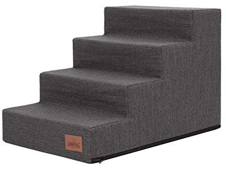 Hundetreppe, Katzentreppe, Antirutsch und Beständig - Haustiertreppe mit 4 Stufen für kleine Hunde - 60 x 40 x 40 cm - Inari - Graphit