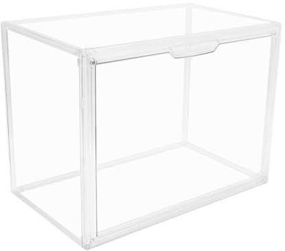 GUDEMAY Clear Stackable Plastic Storage Bins with Lid, Dustproof Acrylic Display Case for Collectibles, Large Figures Showcase, Shoe Storage Box, Closet Organizer for Book Cosmetic Purse (L, Count, 1)