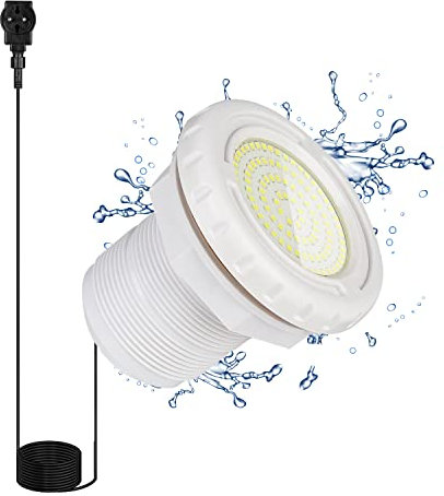 KOLLNIUN illuminazione a LED per piscine luci subacquee illuminazione subacquea luce per piscina 12W colore bianco per telaio in acciaio e piscina a parete in acciaio IP68 impermeabile cavo da 7m 12V
