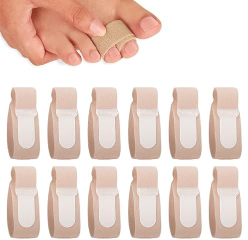 Confezione da 12 protezioni per dita in tessuto,Raddrizza Dita dei Piedi, Fasce per Dita dei Piedi,Raddrizzatore per Dita,Stecche per Dita dei Piedi,per dita rotte,distorsioni, dita incassate e gonfie