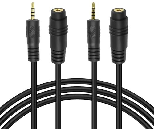 XMSJSIY Cavo di Prolunga Audio Stereo da 2,5 mm, Maschio a Femmina, per Cuffie e Microfono, 2 Pezzi, 1,8 m (Spina TRRS)