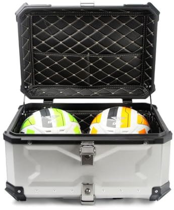 Wasserdicht Motorrad Top Box, Aluminium Motorrad Topcase, 28L 36L 45L 55L 65L 80L 100L Hartschalenkoffer, Kofferraum Tour Aufbewahrung mit Sicherheitsschloss, großes Fassungsvermögen-Silber||45L