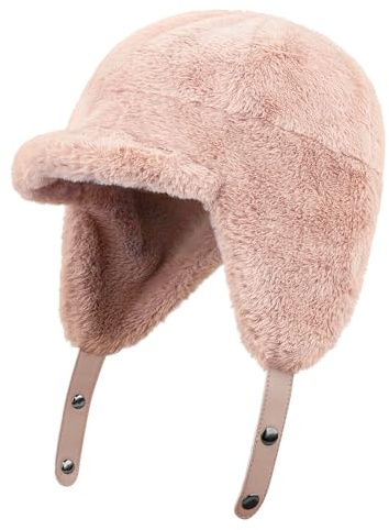 CLAPE Warm Kunstpelz Fliegermütze Winddicht Trappermütze Kunstfellmütze Outdoor Wintermütze mit Ohrenklappen Klassisch Russenmütze