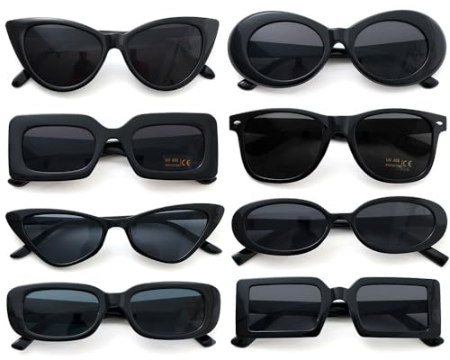 Dwenarry Party Sonnenbrille Set Sonnenbrillen Pack Für Damen Vintage Brille Retro 90er Party Brillen Für Karneval/Fasching 8/12 Stücke