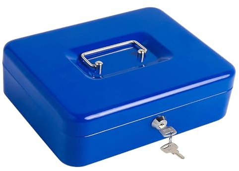 Kippen 10032B4 Boîte à monnaie avec plateau porte-monnaie. Couleur bleue. Dimensions : 300 x 240 x 90 mm.