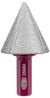 QUEFORET Diamant Fasenfräser 35mm - Fasenbohrer zum Schleifen Runden Vergrößern Trimmen Löcher in Fliesen Keramik Porzellan Marmor Granit, Sechskantschaft