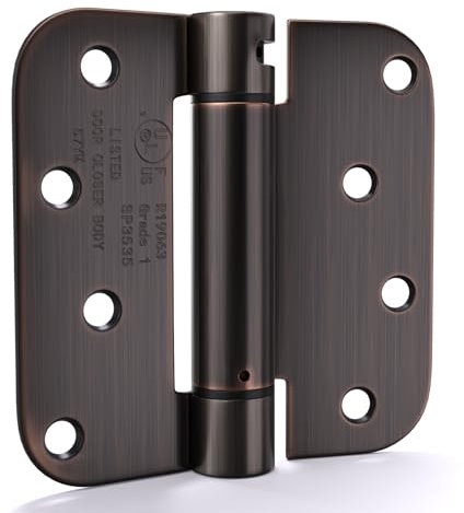 goldenwarm 2pack Oil Rubbed Bronze Door Hinges 4 Inch Self Closing Spring Door Hinge with 5/8 Radius Corners - Adjustable Door Closing, Residential & Heavy-Duty Hardware
