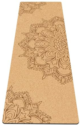 Fiita Yogamatte aus Kork, rutschfest und geruchsneutral, ideal für Pilates, Übungen, Mandala, Meditation, inklusive Tasche mit Yogamatte und Gurt