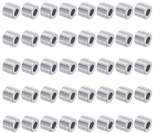QUARKZMAN 40 Stück Aluminium-Abstandshalter 5 mm Bohrung x 10 mm x 9 mm | Schrauben-Abstandsbuchse, Metall-Abstandshalter, Mit glatter Oberfläche, Runder, Für M5 Schrauben Bolzen und Stangen