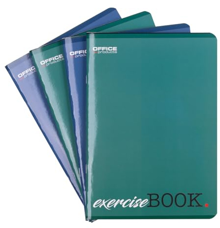 OFFICER PRODUCTS skolhäft/format A5 96/96 ark linjerat/blandade 4-pack – 4 stycken/förpackning motiv sorterade/för unga människor barn/med kant/vita kort