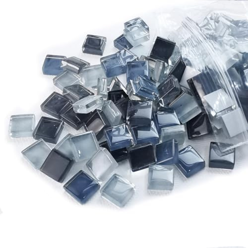 HSTWODE Glasmosaikfliesen Mosaiksteine,Schwarze und weiße Serien Bulk-Quadrat Glassteine Glasfliesen, 450 g, 1 x 1 cm für Basteln, Haus Deko (Gemischtes Grau)