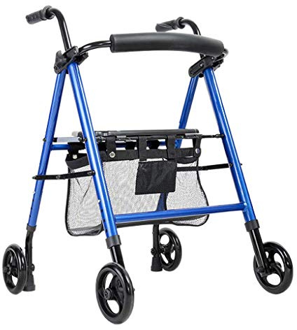 Standard-Gehgestell, Rollator mit Sitz und Bremsen und 4 Rädern, leichte, zusammenklappbare Mobilitätshilfe zum Rollen für Erwachsene, Senioren, ältere Menschen und Behinderte, Blau voller Sterne