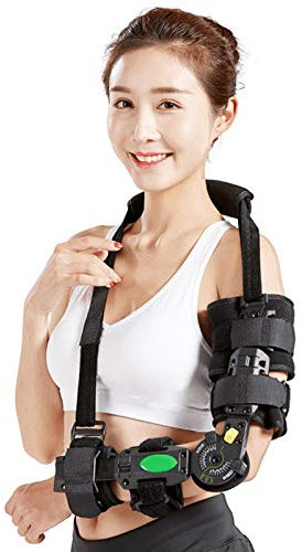 XDAWQP Hinged Elbow Brace, Adults Arm Elbow Splint Immobilizer Brace, Adjustable Elbow Fixator Orthosis For Injury Fractures Treatment And Recovery Aid,Right (Right One Size)