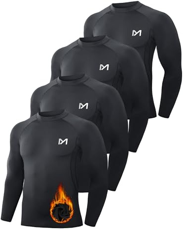 MEETWEE Men's Thermal Underwear Tops,Thermal Shirt Long Sleeve Compression Shirt Functional Shirt Breathable Thermal Undershirt Men Sports Shirt for Running Fitness Gym