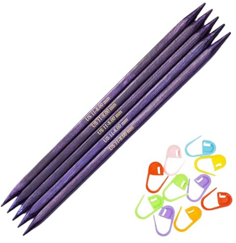KnitPro J'Adore Cubic DPN Stricknadeln, Doppelspitze, 20 cm, 7 mm, mit 10 bunten Maschenmarkierern