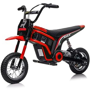 FINOOS Elektro Motorrad Kinder Hurricane 24V, Elektromotorrad mit 350W Motor, 8/16 KMH Geschwindigkeitsmodus, 20KM Lange Reichweite, 12 Zoll Luftreifen, Moto Cross für Kinder von 3,5 – 7 Jahren (Rot)