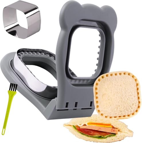 Taglierina per sandwich Maker, taglierina per sandwich senza crosta, PB&J Uncrustable Maker - Colore grigio, forma quadrata
