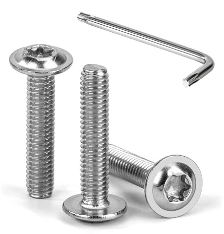 Tunejoy 30 Pezzi Viti a Testa Bombata Torx con Flangia M4 x 20 mm Vite a Testa Esagonale Bulloni in Acciaio Inox A2 V2A Viti a Brugola con Chiavi a T20 Filettatura Completa