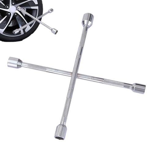 Radschlüssel für Autoreparatur - Robuster 4-Wege-Radmutterschlüssel | Auto-Radschlüssel mit rutschfestem Design, hochfester Stahlschlüssel für Reifenwechsel und