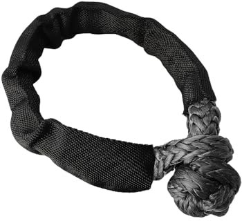 Sangle de Remorquage Corde synthétique Robuste à Manille Souple, 38000 LB, Sangle de remorquage Tout-Terrain 4x4 avec Manchon de Protection pour Jeep Camion SUV Corde de remorquage(Black)