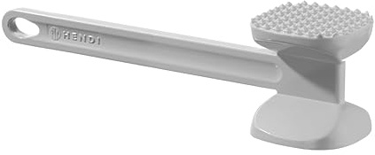 HENDI Fleischklopfer, XL, doppelseitig, zum Glätten und Zartmachen von Fleisch, langer Griff, mit Aufhängeöse, Schnitzelklopfer, Fleischhammer, 300x80x(H)80mm, Aluminium, grau