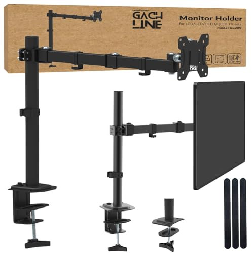 GACHLINE Monitor Halterung Tischhalterung – Bildschirm Halter für 13–32 Zoll – Höhenverstellbar, Neigbar, Schwenkbar – Monitorhalter für Schreibtisch, VESA 75x75 100x100