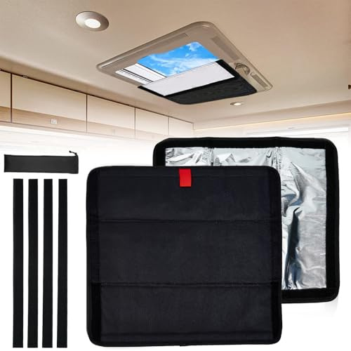 NICENEEDED Couverture de Puits de Lumière pour Camping Car Store de Fenêtre Pliable de 16 x 16 Pouce Tissu Oxford Occultant pour Remorque Noir