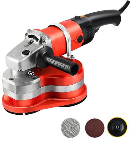 Pulidora de hormigón angular de 3000 W, 2800 RPM, 6 velocidades ajustables, suelos con 3 discos de lijado diferentes, lijado continuo de 90°, para corte, amolado pulido.