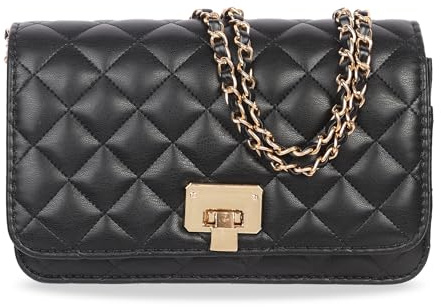 Jiusely Ladies Crossbody Bags Quilted Designer Handbags, Evening Clutch Small Flap Shoulder Bag with Chain Strap PU Leather Phone Bags for Daily Life Banquet Walk Holiday Night Out Shopping