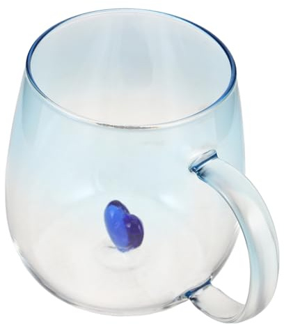 Garneck Herztasse Aus Glas Mit Farbverlauf Transparente Teetasse Mit 3D-Herzdesign Kreativer Kaffeebecher Für Paare Wunschtasse Zum Valentinstag Für Frühstück Und Dekorative Tischmomente