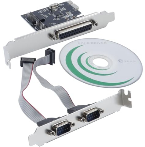Hoite Serielle RS232-PCI-Express-Schnittstellenkarte, PCI-E auf dualen seriellen RS-232-Anschluss + 1 DB25-Parallel-LPT-Anschlussadapter, für Low Mount-Desktop-PC