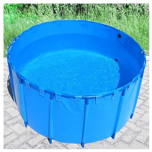 Piscine Hors Sol - Réservoir d'eau Rond en PVC de 1 m avec Drain, Bassin à Poissons Pliable pour l'élevage et l'irrigation des carpes koï en extérieur, Conception en bâche Durable