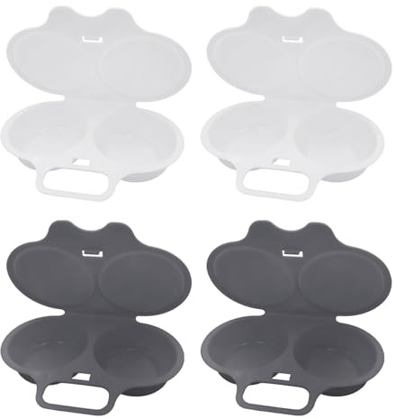 4 Moldes De Huevo Al Vapor Para El Desayuno, Cajas De Huevos Al Vapor Para Horno Microondas Resistentes Al Calor, Cocinas De Huevos Para Horno Microondas, Gris).