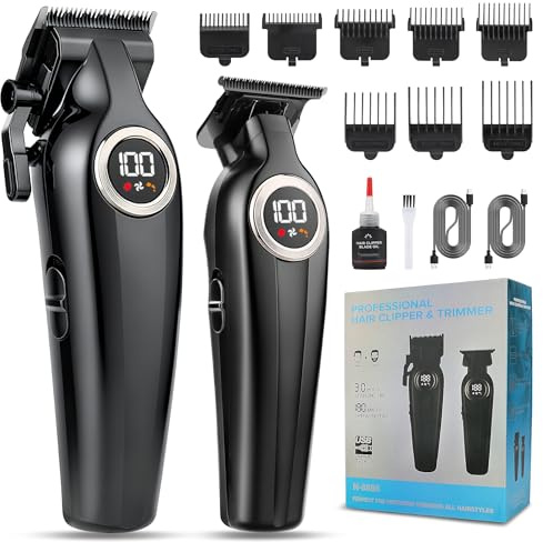 Karrte Professional Hair Clippers for Men，Barber Clippers and Trimmers Set，Electric Cordless Beards Trimmer with LED Display，Barber Kit and Grooming Set, Christmas Gift for Men
