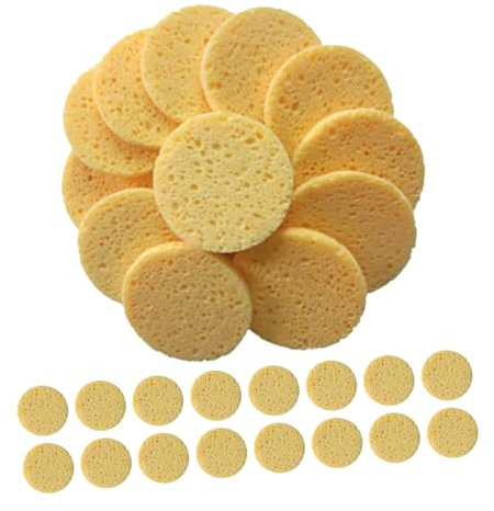 FRCOLOR 50pcs Yellow Facial Sponges for Deep Cleaning and Efficient Makeup Removal, Natural Cellulose Sponge Material, Suitable for Sensitive Skin, for Daily Skincare and Evening Routine